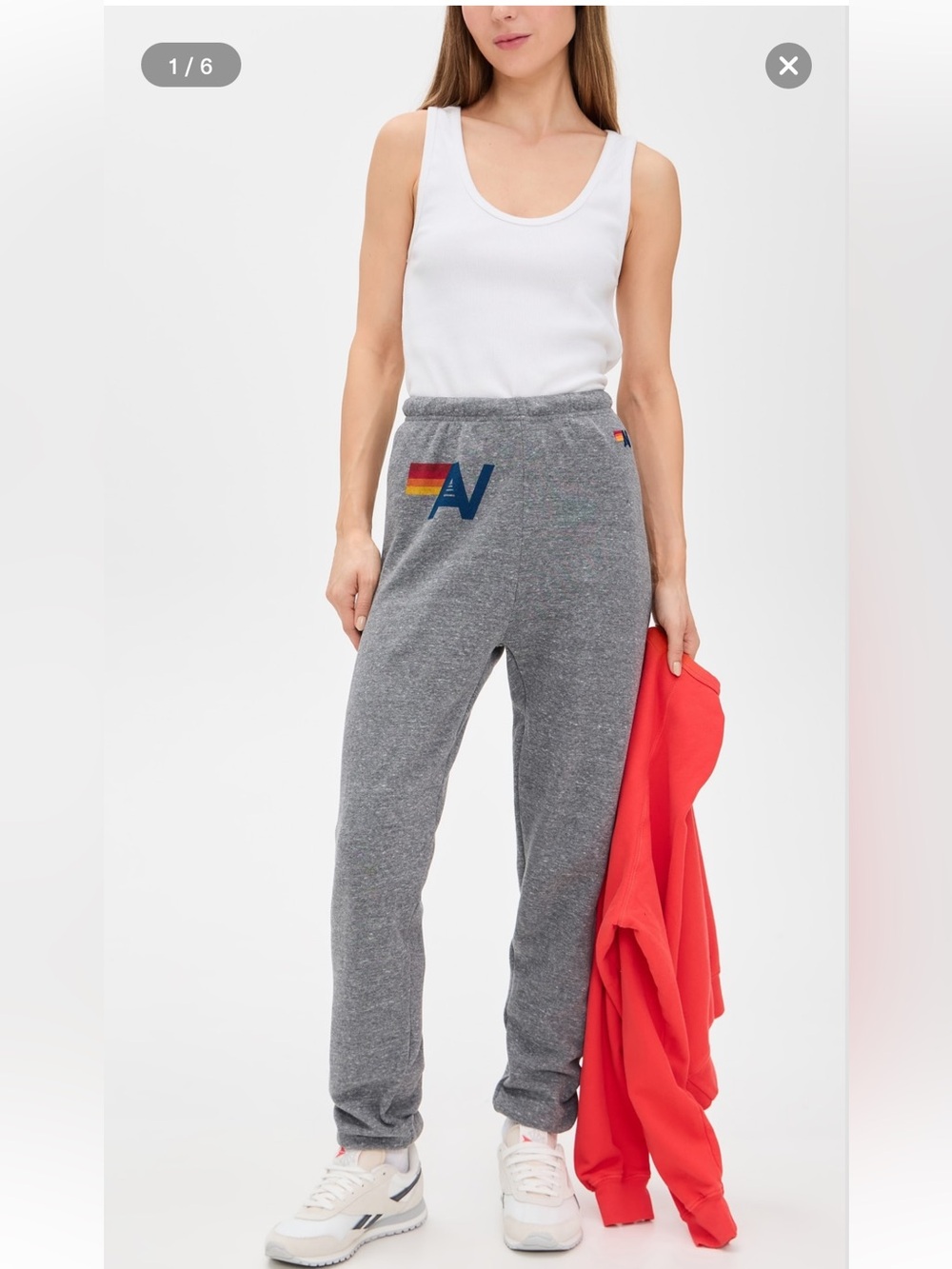 Aviator Nation Gray Sweat Joggers with Rainbow 'A' Logo M LIKE NEW
